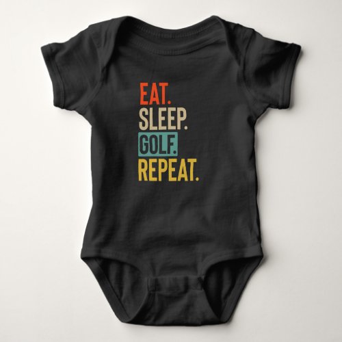 Eat Sleep golf Repeat retro vintage colors Baby Bodysuit