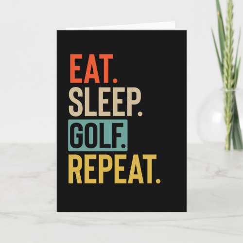 Eat Sleep golf Repeat retro vintage colors Card
