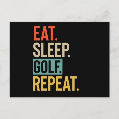Eat Sleep golf Repeat retro vintage colors Postcard