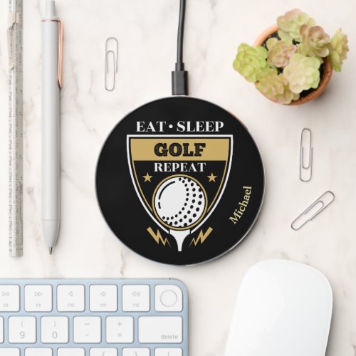 Eat Sleep Golf Repeat Wireless Charger