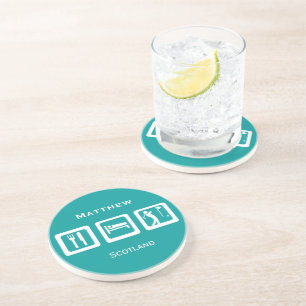 Eat Sleep Golf Sandstone Coaster