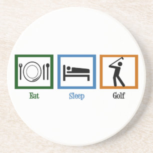 Eat Sleep Golf Sandstone Coaster