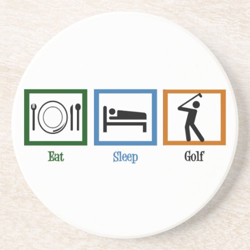 Eat Sleep Golf Sandstone Coaster