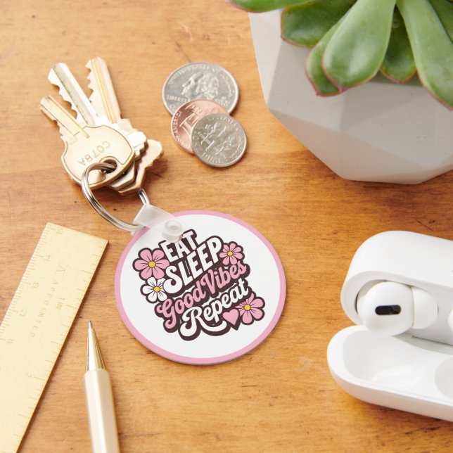 Eat Sleep Good Vibes Repeat Keychain (Desk)