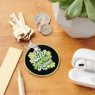 Eat Sleep Good Vibes Repeat Keychain