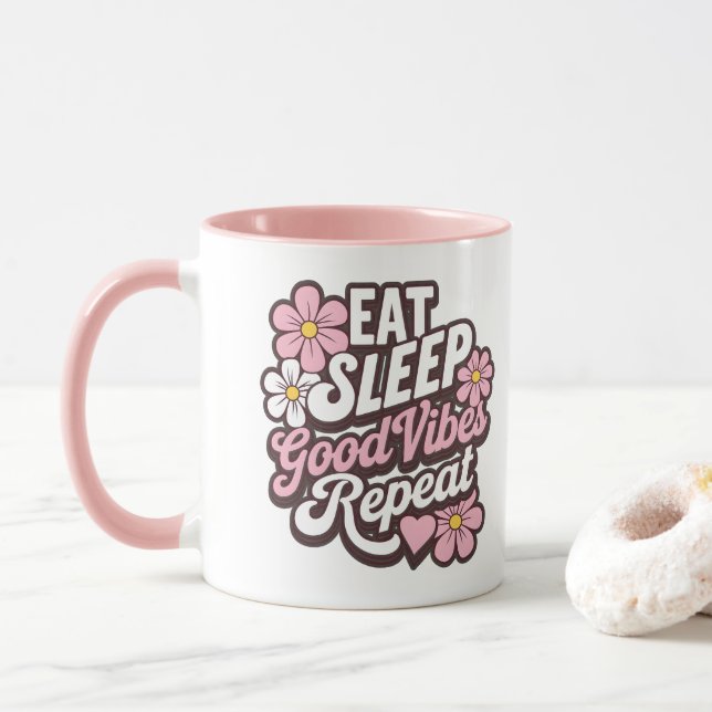Eat Sleep Good Vibes Repeat Mug (With Donut)