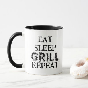 Eat Sleep Grill Repeat coffee mug for BBQ chef