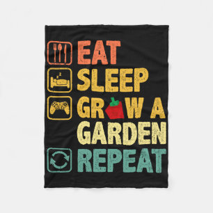Eat Sleep Grow A Garden Repeat Funny Game Gamer Fleece Blanket