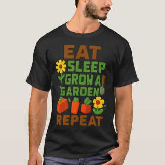 Eat Sleep Grow A Garden Repeat Gamer Style T-Shirt