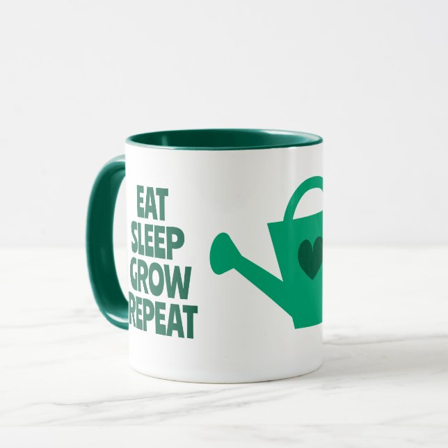 Eat Sleep Grow Repeat cute garden watering can Mug (Front Left)