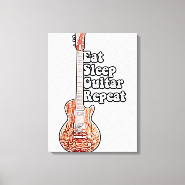 Eat sleep guitar repeat. motivational quote canvas print (Front)