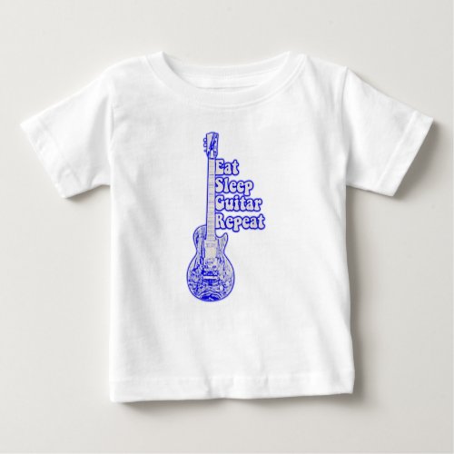 Eat sleep guitar repeat vintage blue guitar baby T_Shirt
