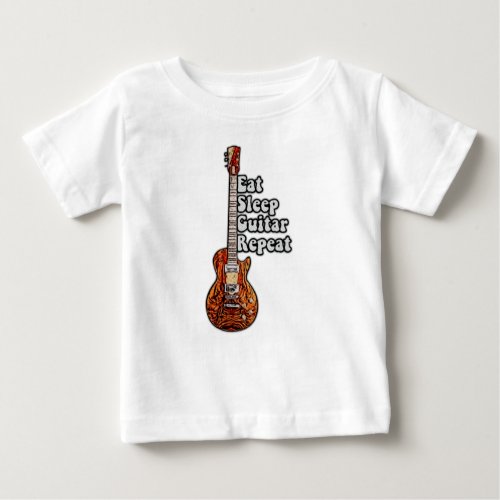 Eat sleep guitar repeat vintage colorful baby T_Shirt