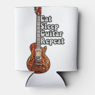 Eat sleep guitar repeat. vintage colorful can cooler