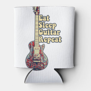 Eat sleep guitar repeat. vintage colorful guitar can cooler