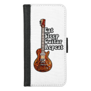 Eat sleep guitar repeat. vintage colorful iPhone 8/7 wallet case