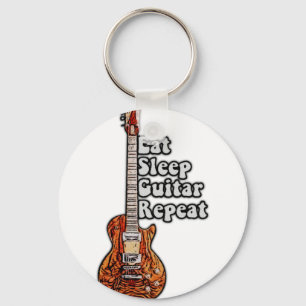 Eat sleep guitar repeat. vintage colorful keychain