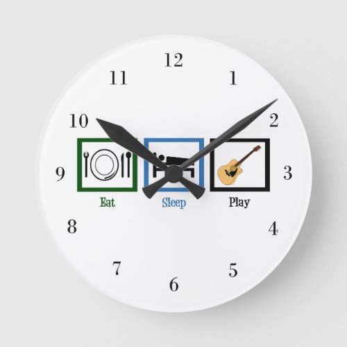 Eat Sleep Guitar Round Clock