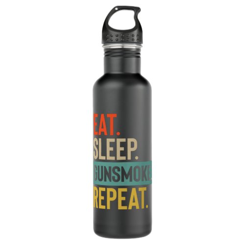 Eat Sleep gunsmoke Repeat retro vintage colors Stainless Steel Water Bottle