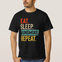 Eat Sleep gunsmoke Repeat retro vintage colors T-Shirt