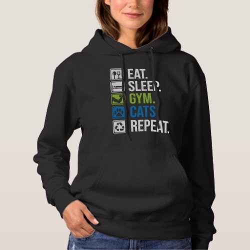 eat sleep gym cat repeat muscle training and cat hoodie