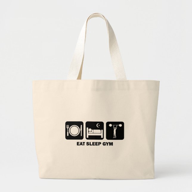 eat sleep gym large tote bag (Front)