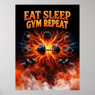 Eat Sleep Gym Repeat Art Poster