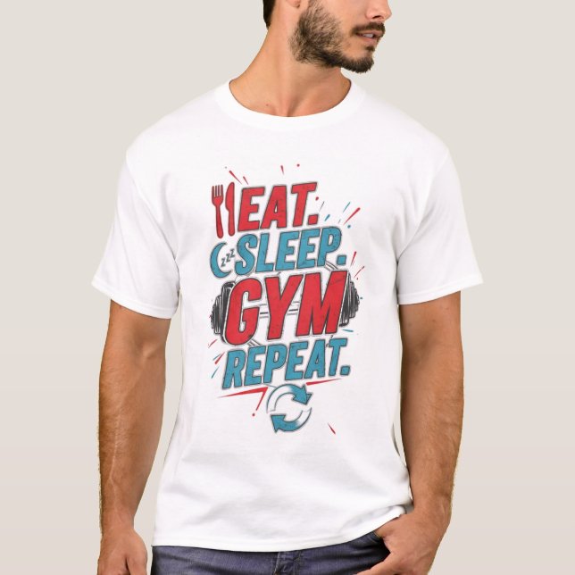 Eat Sleep Gym Repeat Fitness Motivation  T-Shirt (Front)