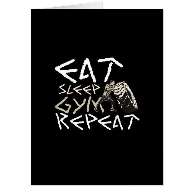 Eat Sleep Gym Repeat Funny Quote Card (Front)
