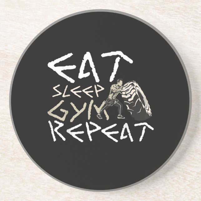 Eat Sleep Gym Repeat Funny Quote Coaster (Front)