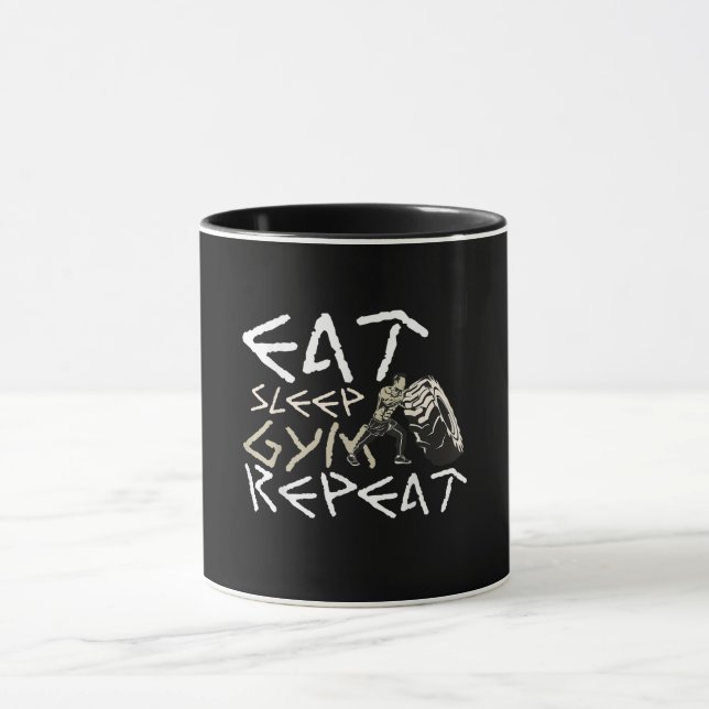 Eat Sleep Gym Repeat Funny Quote Mug (Center)