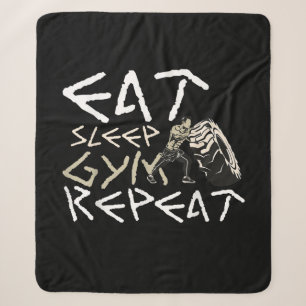 Eat Sleep Gym Repeat Funny Quote Sherpa Blanket