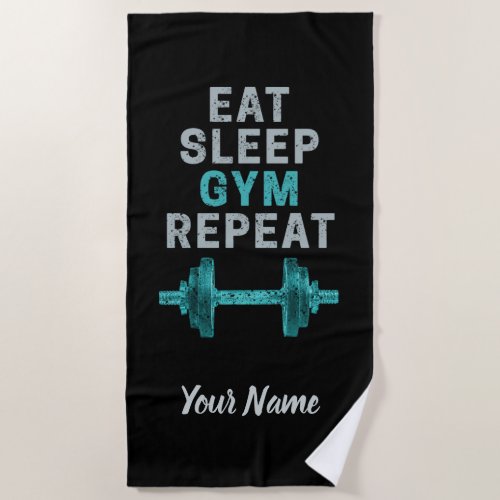 Eat Sleep Gym Repeat Gymnastic Vintage For Workout Beach Towel