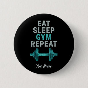 Eat Sleep Gym Repeat Gymnastic Vintage For Workout Button