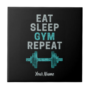 Eat Sleep Gym Repeat Gymnastic Vintage For Workout Ceramic Tile