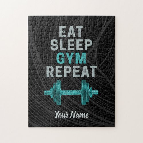 Eat Sleep Gym Repeat Gymnastic Vintage For Workout Jigsaw Puzzle