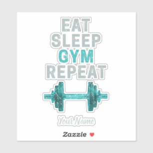 Gym Sticker Funny Workout Sticker for Water Bottle, Gym Motivation Sticker, Weightlifting Sticker, Eat Sleep Gym Repeat