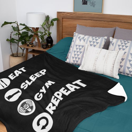 Eat Sleep Gym Repeat Icon Fleece Blanket