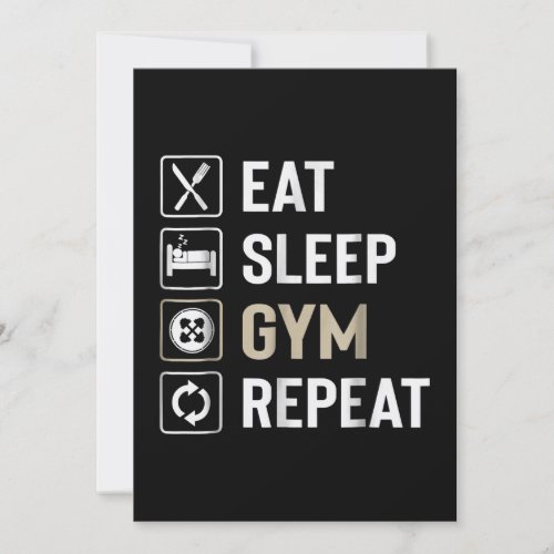 Eat Sleep Gym Repeat Perfect Gift Workout Lovers Invitation