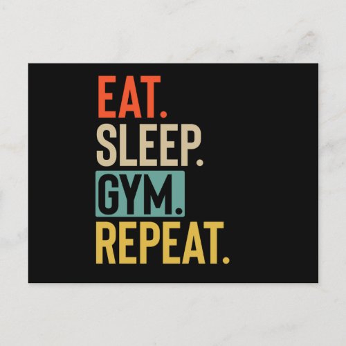 Eat Sleep gym Repeat retro vintage colors Postcard