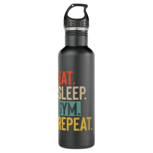 Eat Sleep gym Repeat retro vintage colors Stainless Steel Water Bottle