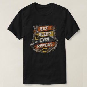 Eat Sleep Gym Repeat Vintage Fitness Graphic T-Shirt