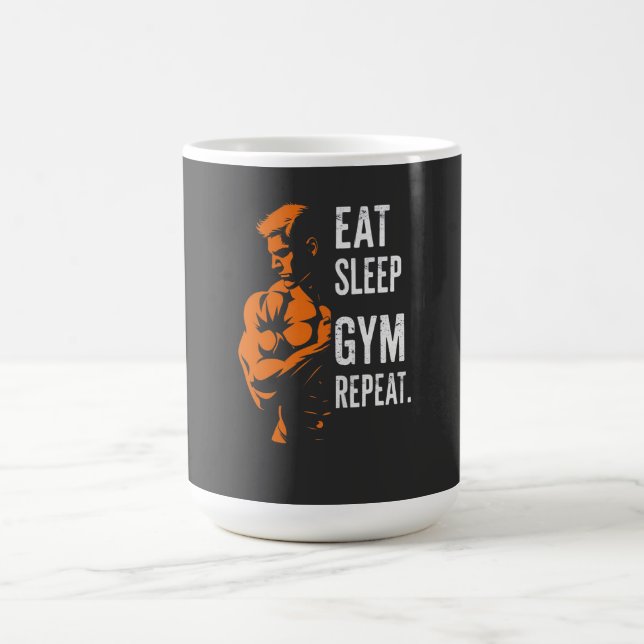 Eat Sleep Gym Repeat Workout T-Shirt Coffee Mug (Center)