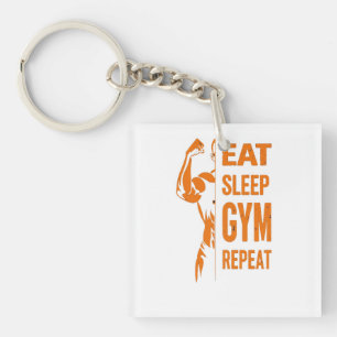 Eat Sleep Gym Repeat Workout T-Shirt Keychain