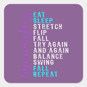 Eat Sleep Gymnastics Recovered2 Square Sticker