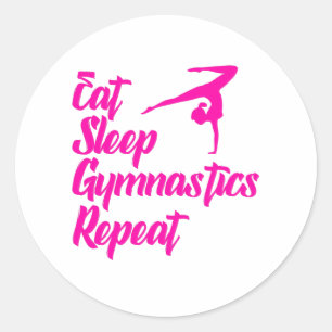 eat sleep gymnastics repeat classic round sticker