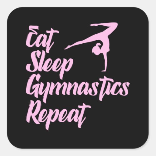 eat sleep gymnastics repeat square sticker