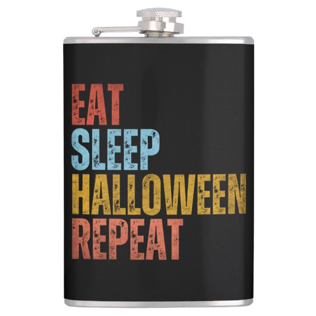 EAT SLEEP HALLOWEEN REPEAT FLASK (Front)