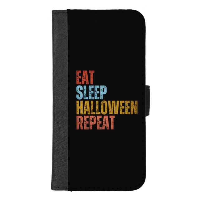 EAT SLEEP HALLOWEEN REPEAT iPhone WALLET CASE (Front)