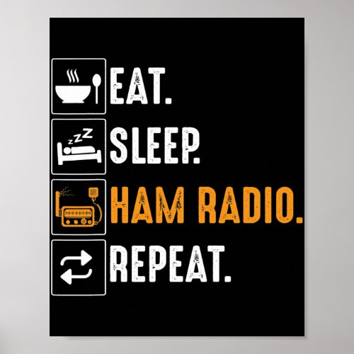 Eat Sleep Ham Radio Repeat Humor HAM Radio Poster